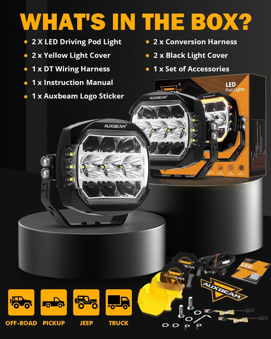 XP - ULTRA SERIES 5 INCH 174W LED SIDE SHOOTER POD LIGHTS WITH WHITE DRL&AMBER TURN SIGNAL LIGHT - SLBSTORE