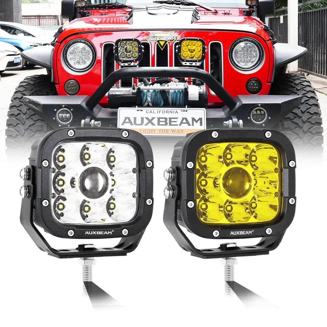 Auxbeam X - PRO SERIES 3" 40W LED Pods Cube 4800LM White And Yellow Fog Lights - SLBSTORE