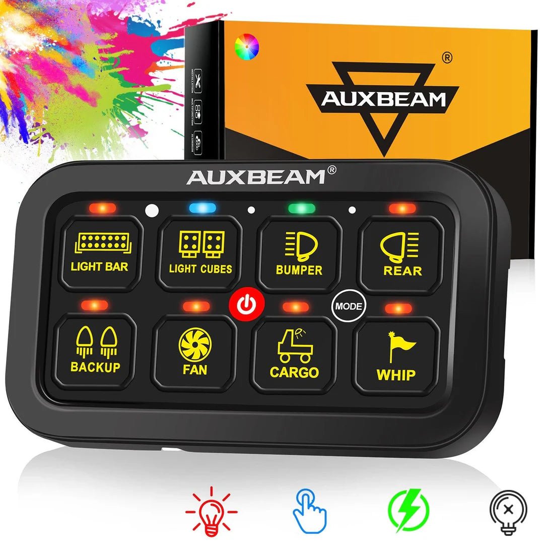 RGB SERIES 8 GANG (RB80) SWITCH PANEL, TOGGLE/ MOMENTARY/ PULSED MODE SUPPORTED (TWO - SIDED OUTLET) - SLBSTORE