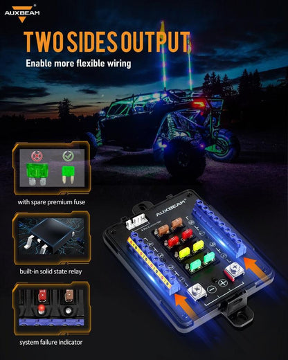 RGB SERIES 8 GANG SWITCH PANEL WITHOUT APP, TOGGLE/ MOMENTARY/ PULSED MODE SUPPORTED (TWO - SIDED OUTLET) - SLBSTORE