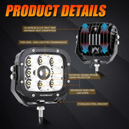 XP - ULTRA SERIES 5 INCH 110W 11000LM WHITE/AMBER LED DRIVING LIGHTS PODS LIGHT - SLBSTORE