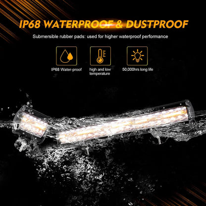 Auxbeam 6 MODES SERIES WHITE&AMBER LED LIGHT BARS 3 INCH/4INCH/7INCH/12INCH/20INCH/22 INCH/30 INCH/42 INCH/50 INCH - SLBSTORE