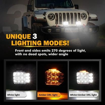 Auxbeam V - MAX Series Led Pods Lights with Amber Covers - SLBSTORE