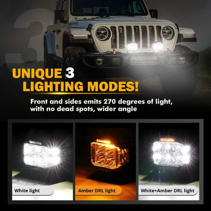 Auxbeam V - MAX Series Led Pods Lights with Amber Covers - SLBSTORE