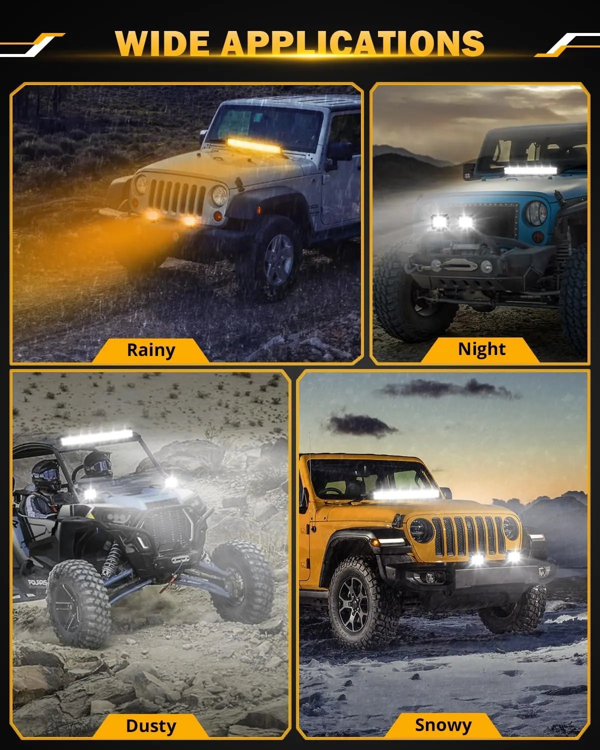 Auxbeam 6 MODES SERIES WHITE&AMBER LED LIGHT BARS 3 INCH/4INCH/7INCH/12INCH/20INCH/22 INCH/30 INCH/42 INCH/50 INCH - SLBSTORE