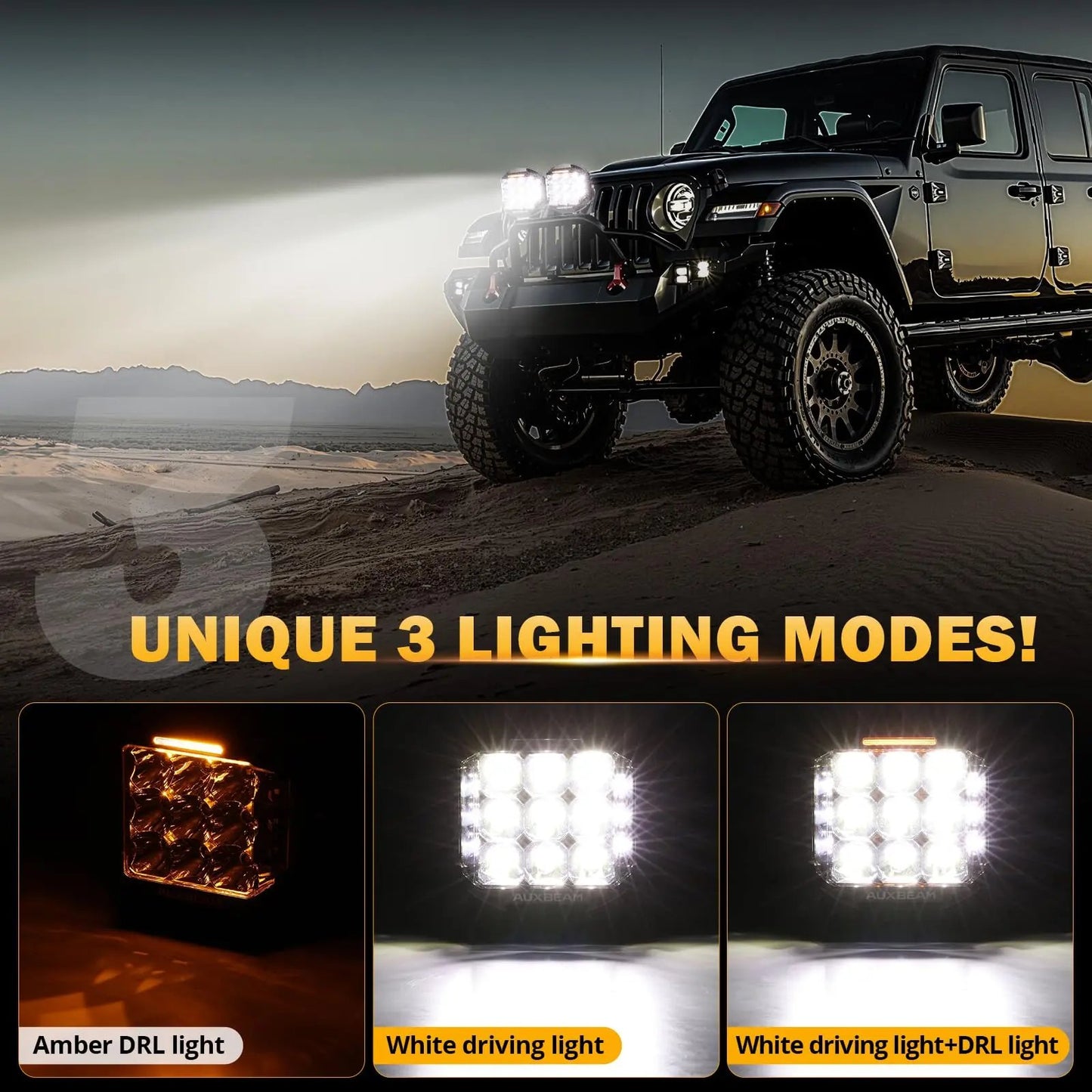 Auxbeam V - MAX Series Led Pods Lights with Amber Covers - SLBSTORE