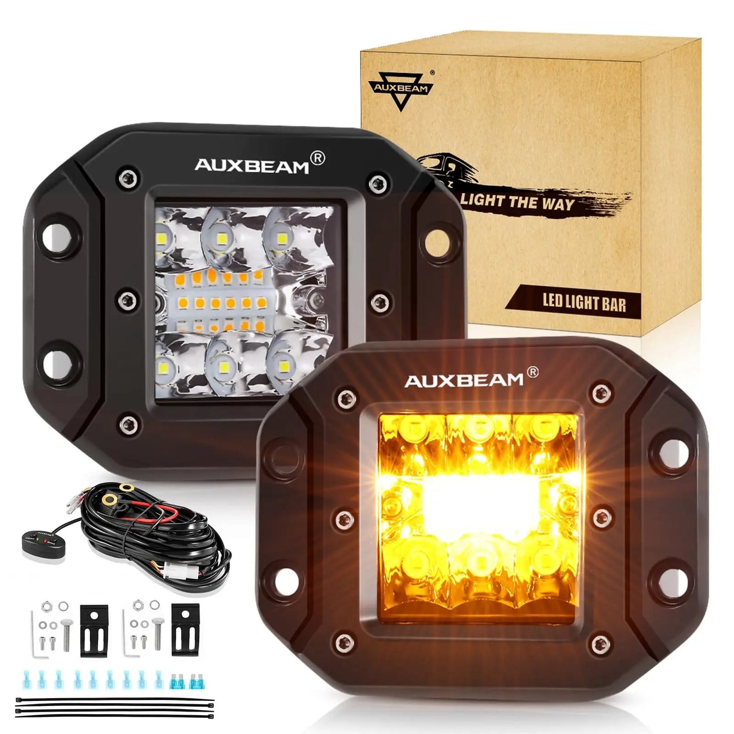 Auxbeam 6 MODES SERIES WHITE&AMBER LED LIGHT BARS 3 INCH/4INCH/7INCH/12INCH/20INCH/22 INCH/30 INCH/42 INCH/50 INCH - SLBSTORE