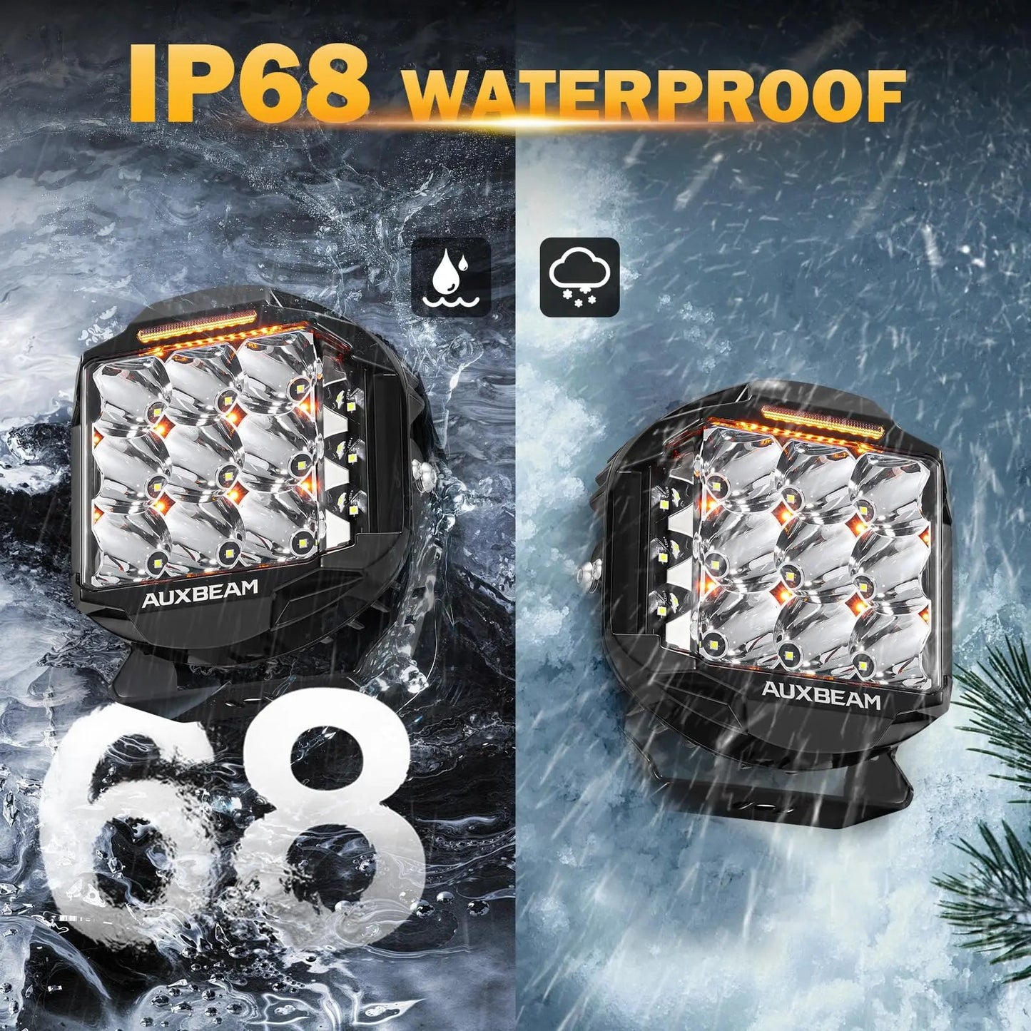 Auxbeam V - MAX Series Led Pods Lights with Amber Covers - SLBSTORE
