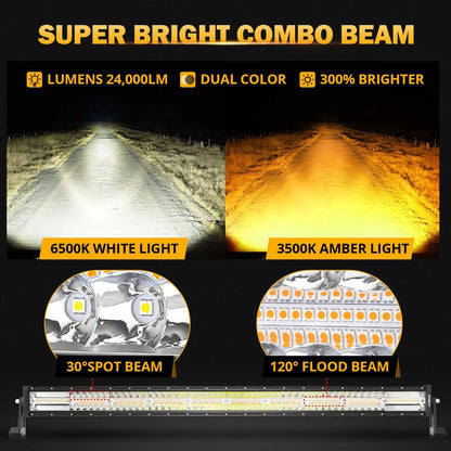 Auxbeam 6 MODES SERIES WHITE&AMBER LED LIGHT BARS 3 INCH/4INCH/7INCH/12INCH/20INCH/22 INCH/30 INCH/42 INCH/50 INCH - SLBSTORE