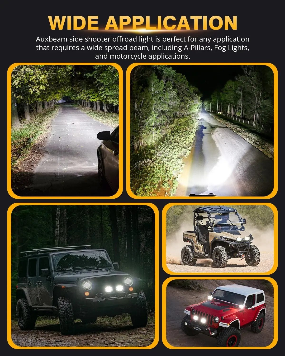 Auxbeam V - MAX Series Led Pods Lights with Amber Covers - SLBSTORE