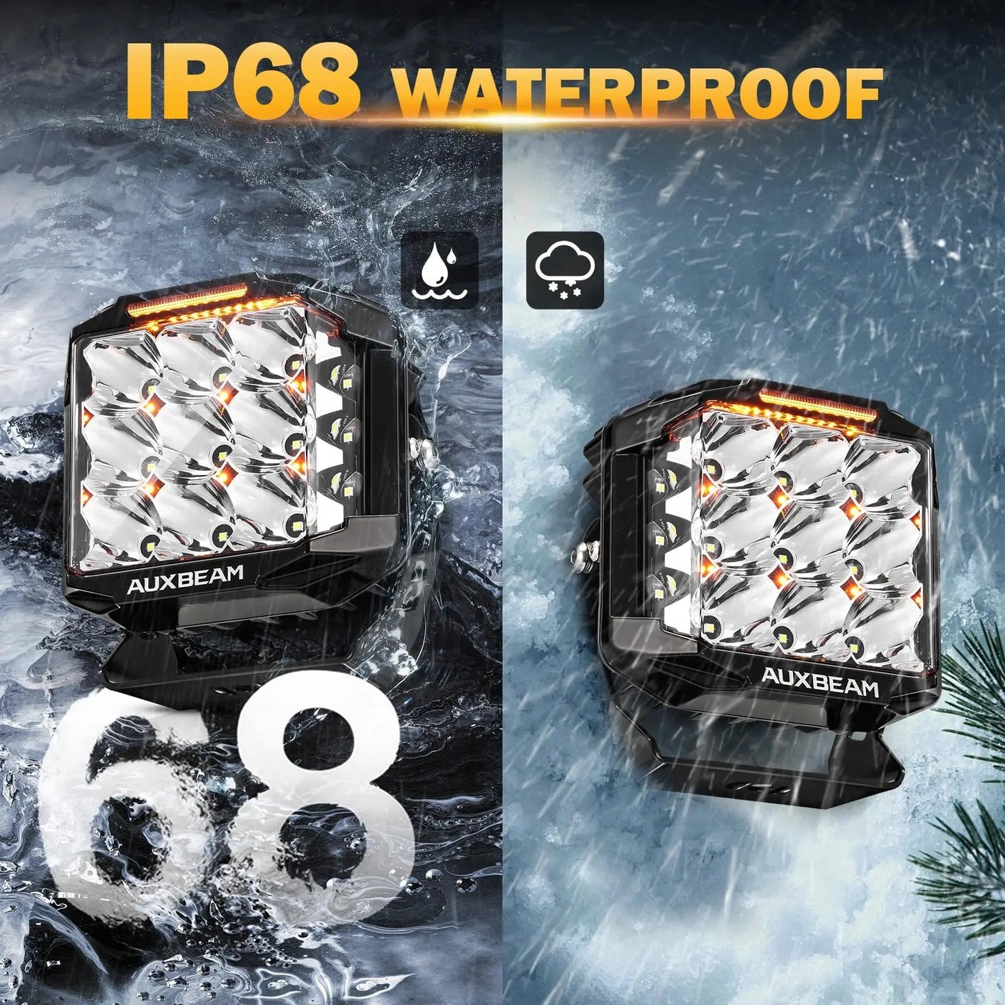 Auxbeam V - MAX Series Led Pods Lights with Amber Covers - SLBSTORE