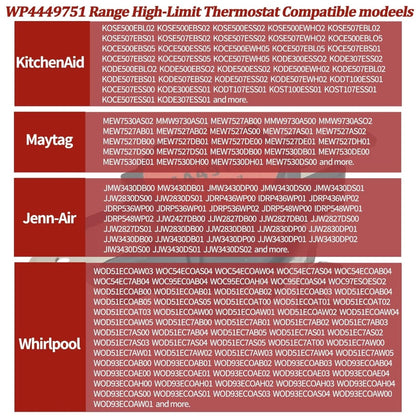 WP4449751 Range Oven High Limit Thermostat Compatible with Whirlpool, KitchenAid - SLBSTORE