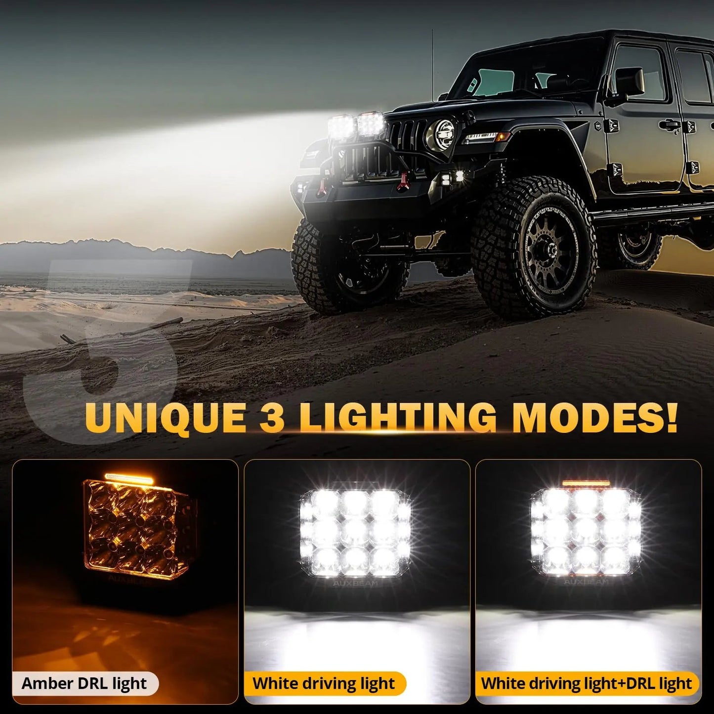 Auxbeam V - MAX Series Led Pods Lights with Amber Covers - SLBSTORE