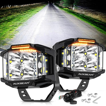 Auxbeam V - MAX Series Led Pods Lights with Amber Covers - SLBSTORE