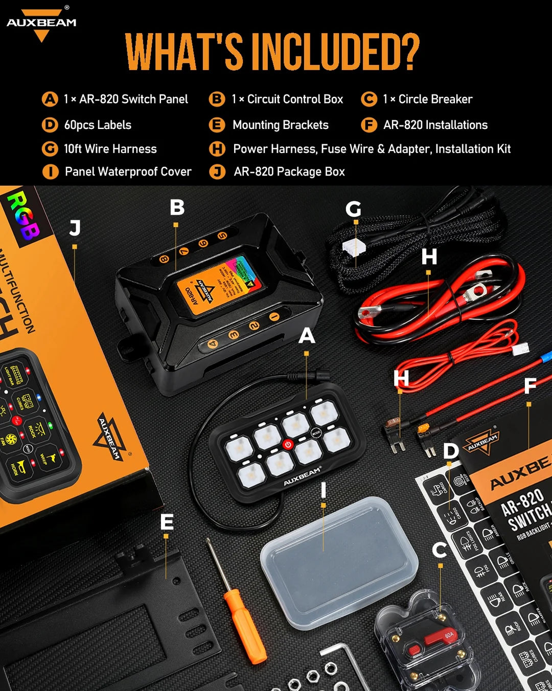 AR SERIES 8 GANG (AR - 820) RGB SWITCH PANEL WITH APP, TOGGLE/ MOMENTARY/ PULSED MODE SUPPORTED (TWO - SIDED OUTLET) - SLBSTORE