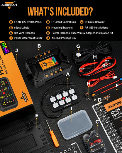 AR SERIES 8 GANG (AR - 820) RGB SWITCH PANEL WITH APP, TOGGLE/ MOMENTARY/ PULSED MODE SUPPORTED (TWO - SIDED OUTLET) - SLBSTORE