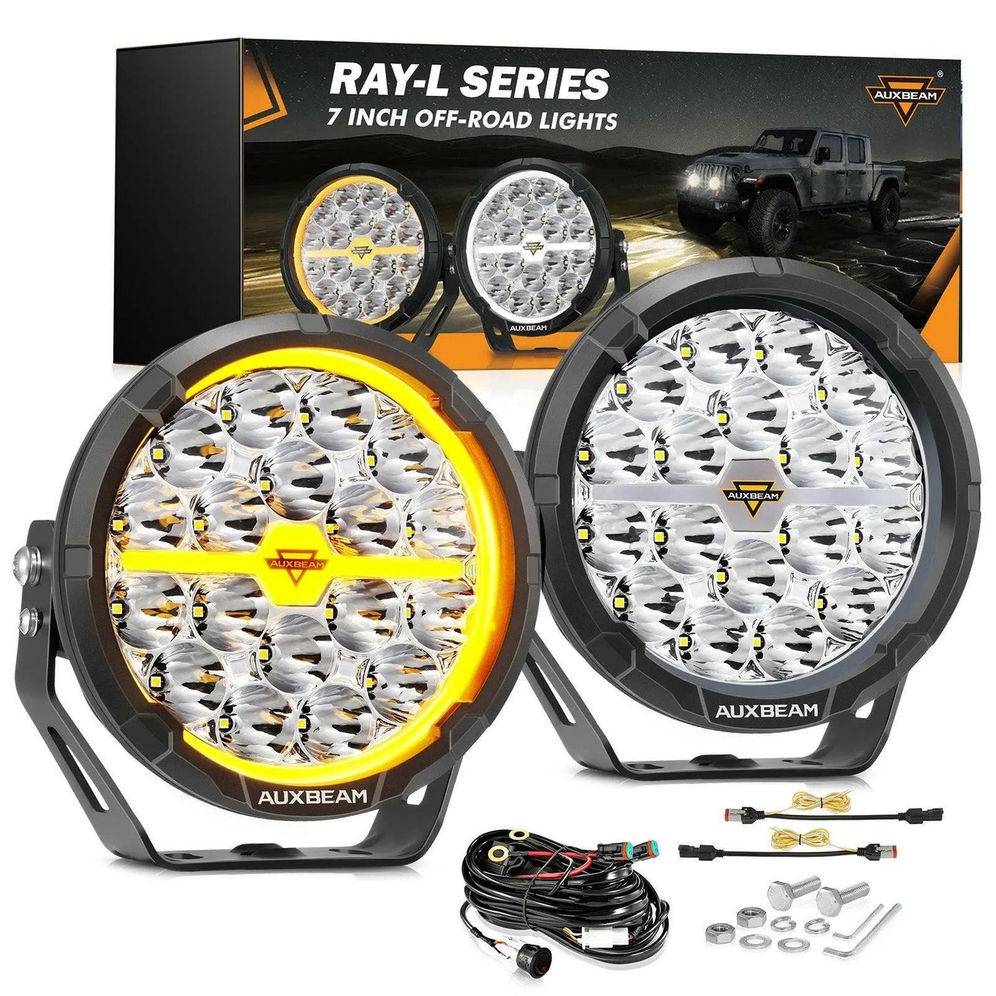 AUXBEAM RAY - L SERIES | 7 INCH 240W 25800LM DUAL DRL OFFROAD LED DRIVING LIGHTS - SLBSTORE
