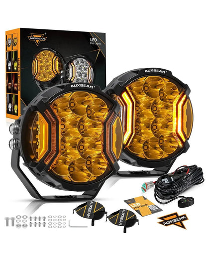 Auxbeam V - ULTRA Series 5 Inch 172W LED Side Shooter Amber Pod Lights Amber DRL - SLBSTORE