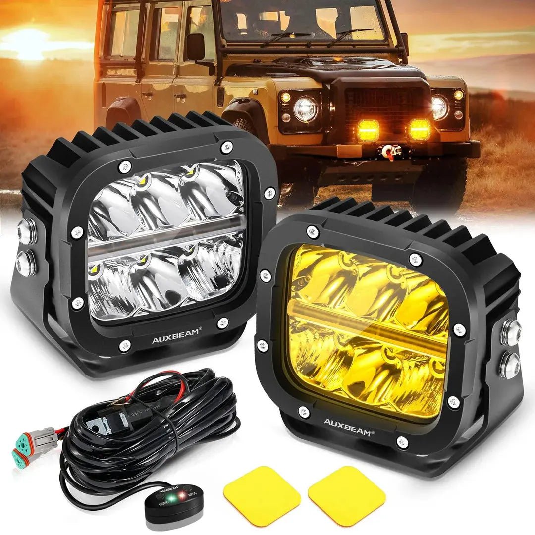 Auxbeam X - PRO SERIES 3" 40W LED Pods Cube 4800LM White And Yellow Fog Lights - SLBSTORE