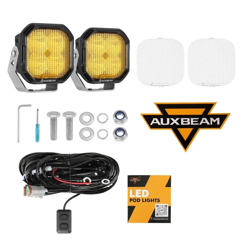 AUXBEAM 3" 116W RGB LED Pod Lights FLOOD Beam 8 Color Lights Color Play 12960 LM - SLBSTORE